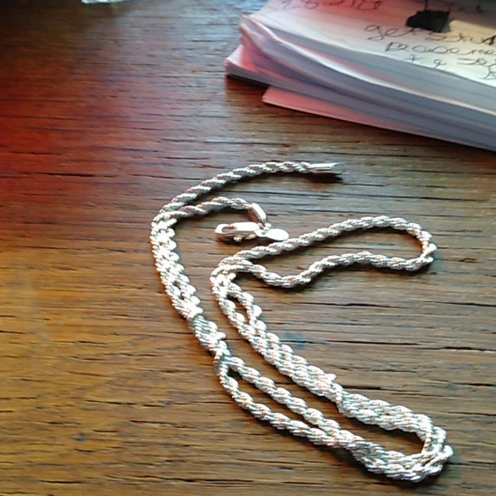 Unisex Sterling Silver Rope Necklace